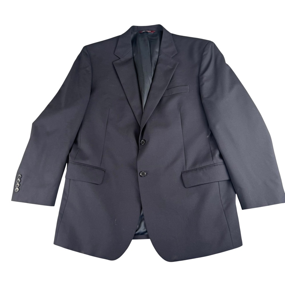 Jos. A. Bank Men 44R Blazer Navy Blue 100% Wool 2-Button Suit Jacket Single Vent